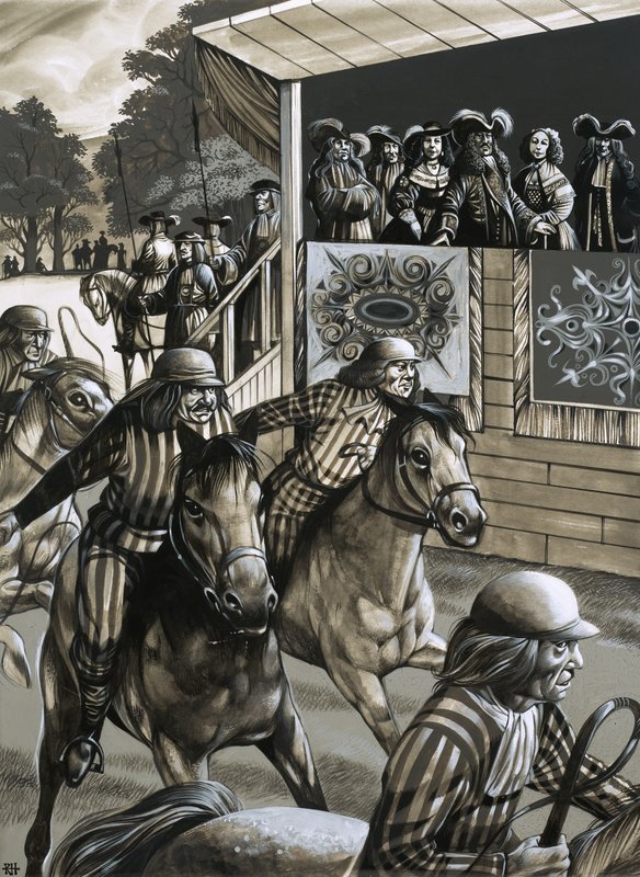 Karl II. und seine Damenfreunde genießen einen Tag bei den Newmarket-Rennen von Richard Hook