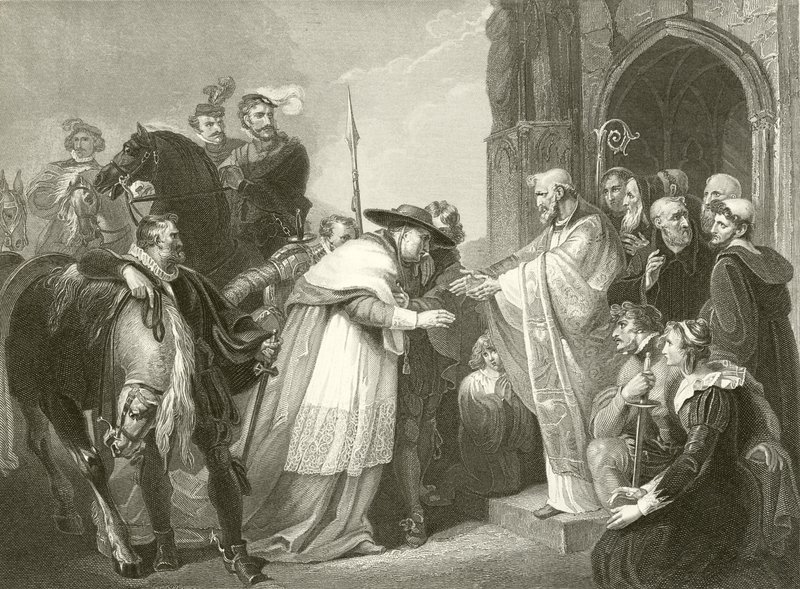 Kardinal Wolsey in der Abtei von Leicester von Richard Westall