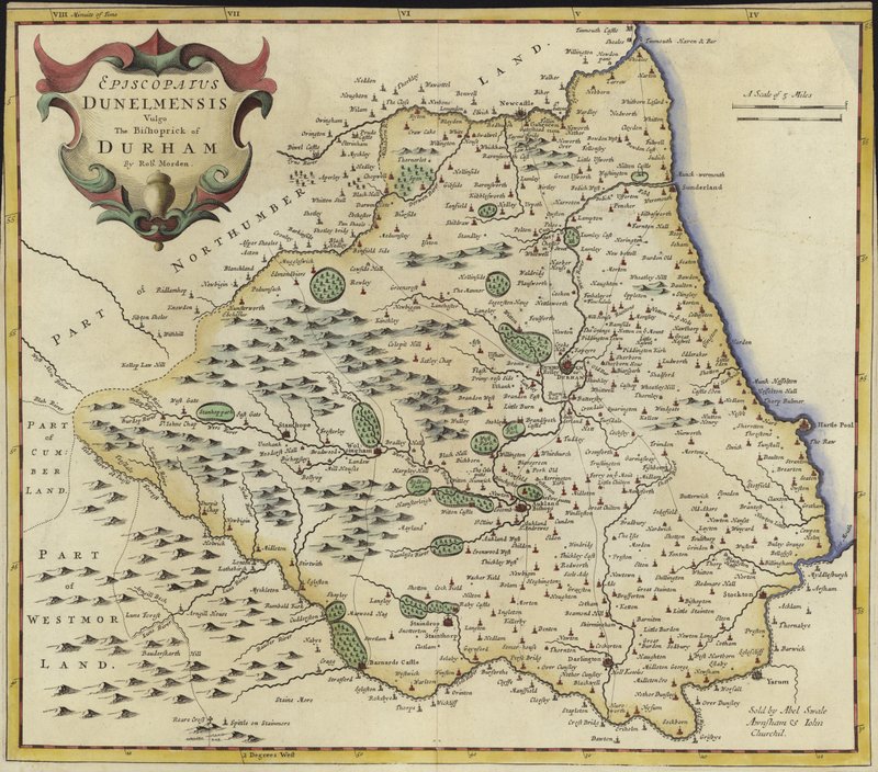 Karte von Durham von Robert Morden