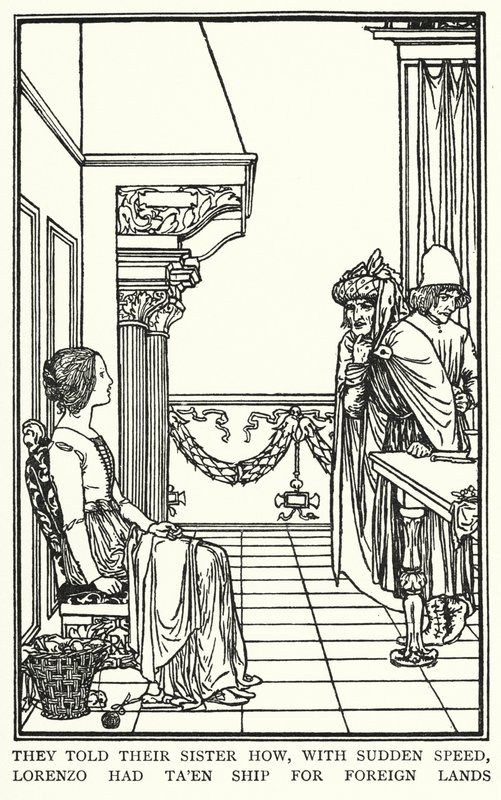 Illustration für Gedichte von John Keats: Isabella oder Der Basilikumtopf (Lithografie) von Robert Anning Bell