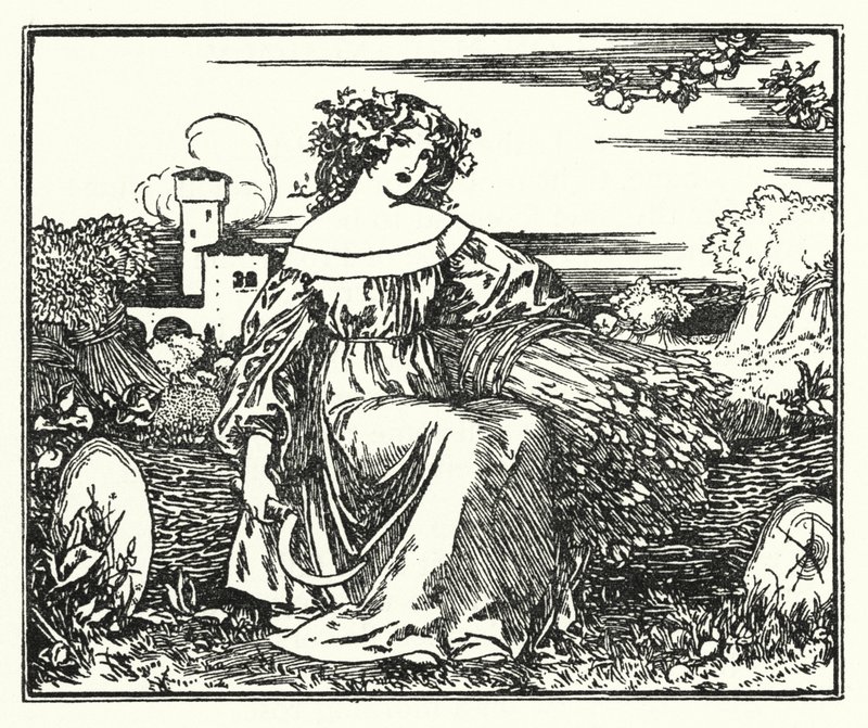 Illustration für Gedichte von John Keats: An den Herbst (Lithografie) von Robert Anning Bell