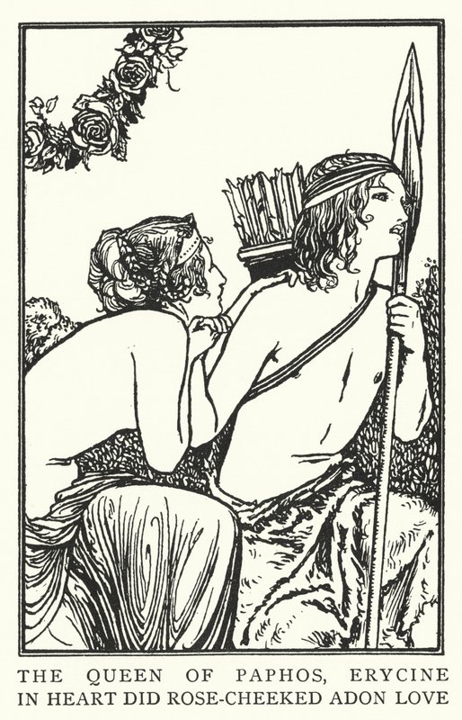 Die Königin von Paphos, Erycine, liebte im Herzen den rosenwangigen Adon von Robert Anning Bell