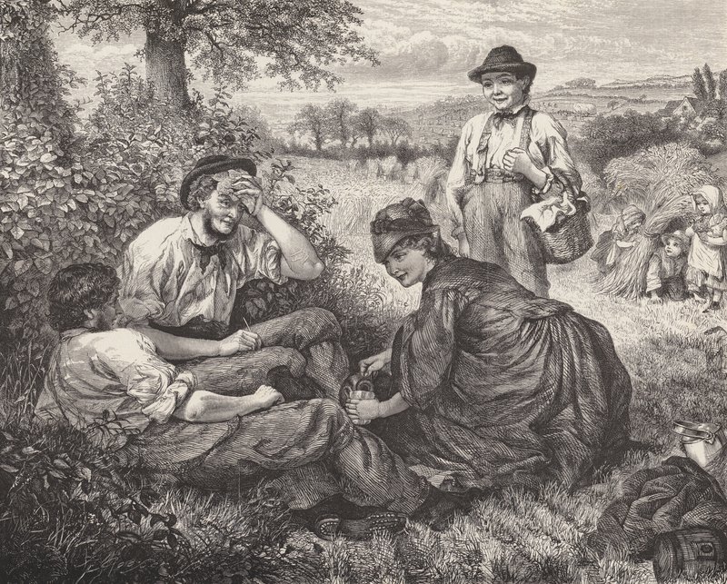 Landarbeiter ruhen sich während der Ernte aus von Robert Barnes