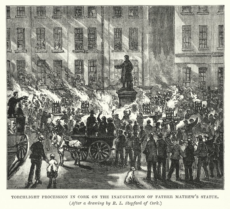 Fackelzug in Cork zur Einweihung der Statue von Pater Mathew von Robert L. Stopford