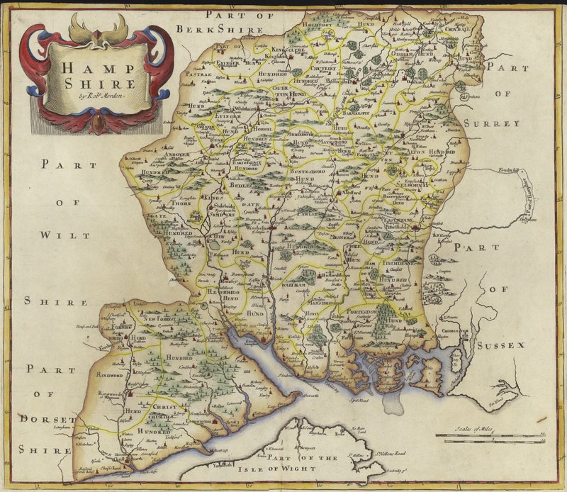 Karte von Hampshire von Robert Morden
