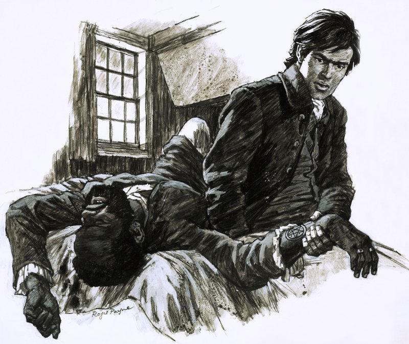 Ein unbekannter Feind, Illustration aus der Serie Das Zeichen des Pentagramms von Roger Payne