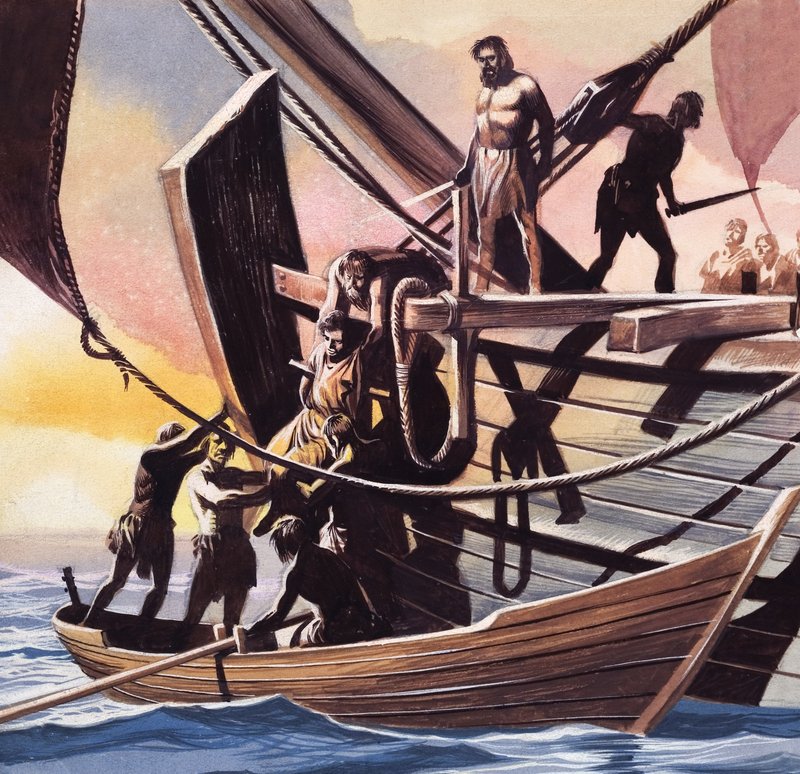 Piraten nehmen einen Gefangenen von Ron Embleton
