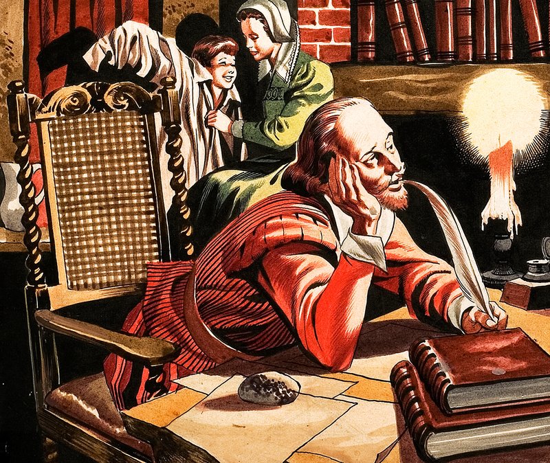 William Shakespeare schreibt zu Hause von Ron Embleton