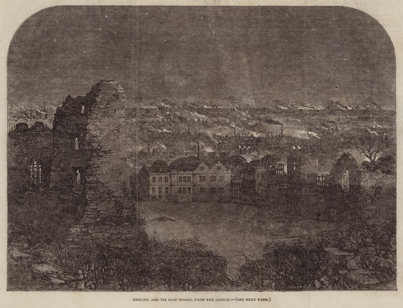Dudley und seine Eisenwerke, vom Schloss aus gesehen von Samuel Read