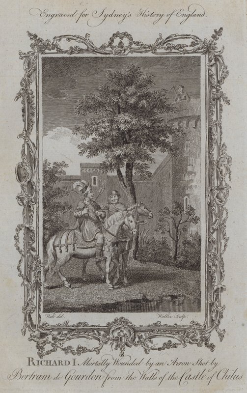 Richard I. wird tödlich von einem Pfeil getroffen, der von Bertram de Gourdon von den Mauern der Burg Chalus abgeschossen wurde von Samuel (after) Wale