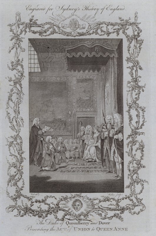 Der Herzog von Queensberry und Dover überreicht Königin Anne das Unionsgesetz von Samuel (after) Wale