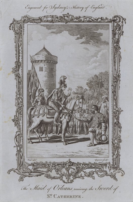 Die Jungfrau von Orléans erhält das Schwert der Heiligen Katharina (Gravur) von Samuel (after) Wale