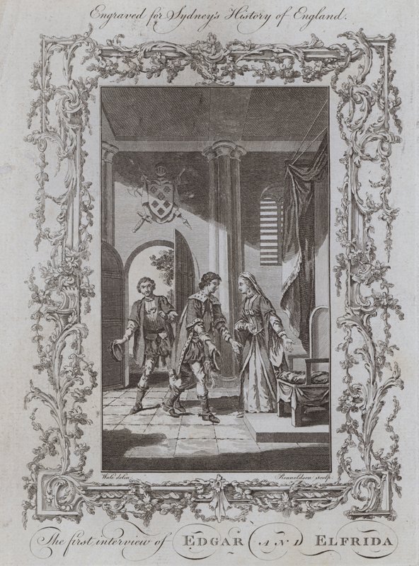 Das erste Treffen von Edgar und Elfrida (Gravur) von Samuel (after) Wale