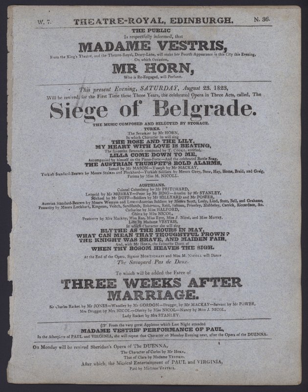 Theaterprogramm für das Theatre Royal, Edinburgh, 23. August 1823 von Scottish School