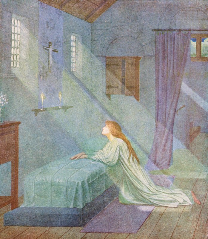Die goldene Legende: Elsies Gebet (Farblithografie) von Sidney Meteyard