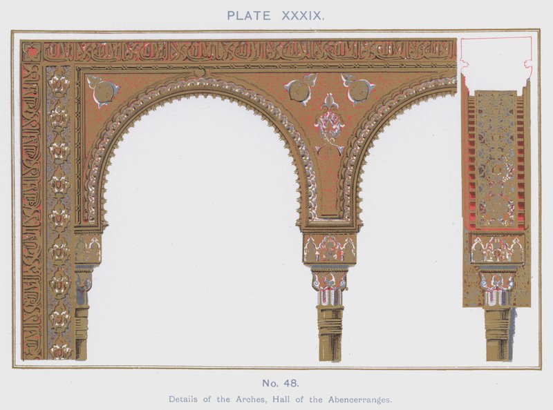 Details der Bögen, Halle der Abencerrages (Farblithografie) von Spanish School