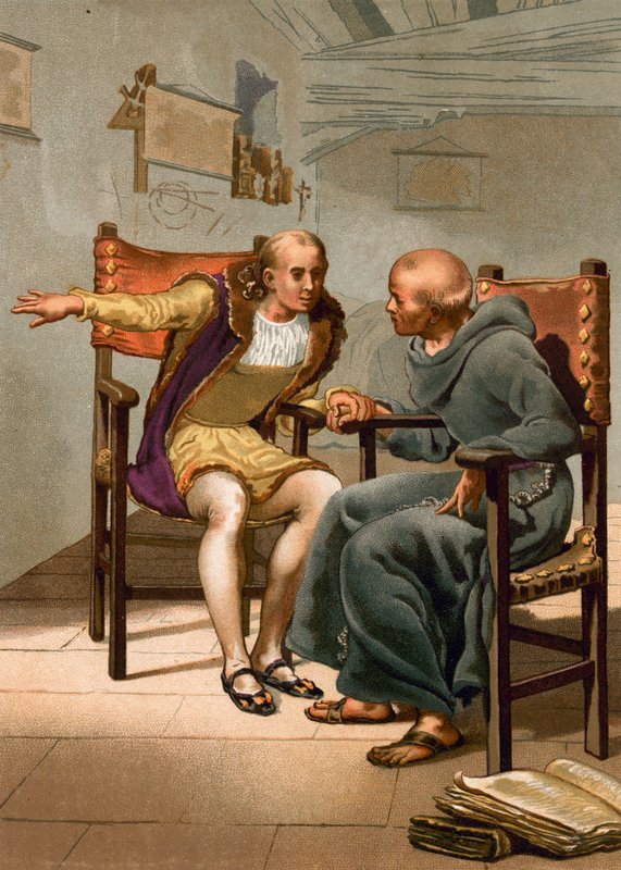 Treffen zwischen Kolumbus und P. Marchena bei der Rückkehr der ersten Reise von Spanish School