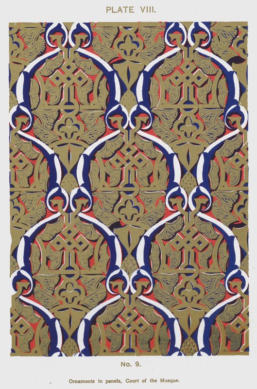 Ornamente in Tafeln, Hof der Moschee von Spanish School