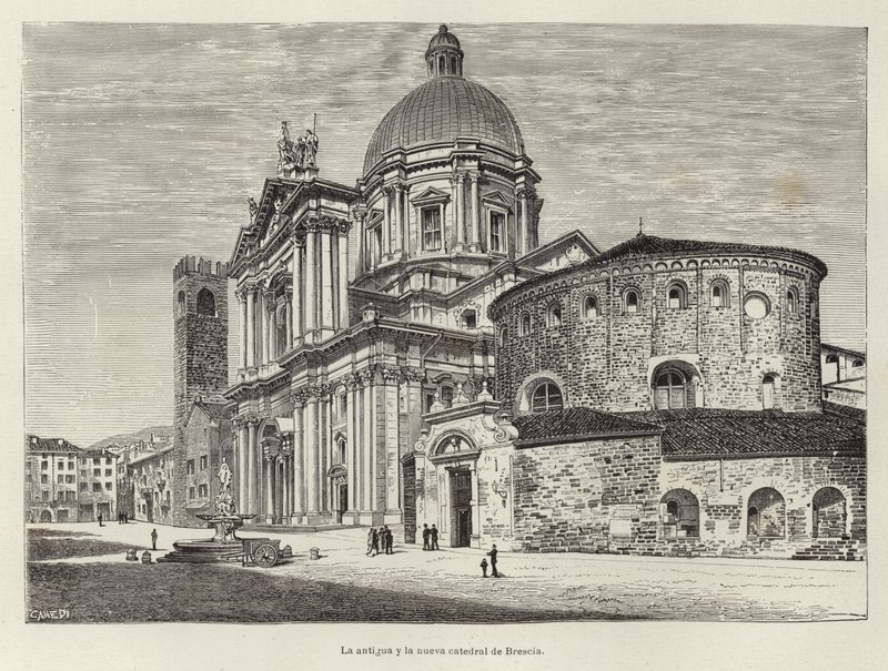 Die alte und die neue Kathedrale von Brescia von Spanish School