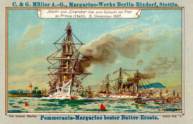 Deutsche Kriegsschiffe Stein und Charlotte im Hafen von Port au Prince, Haiti, während der Luders-Affäre, 6. Dezember 1897 von Stoewer Willy