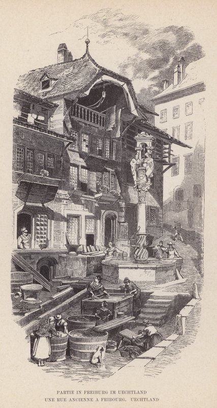 Partie in Freiburg im Üechtland, Eine alte Straße in Freiburg, Üechtland von Swiss School