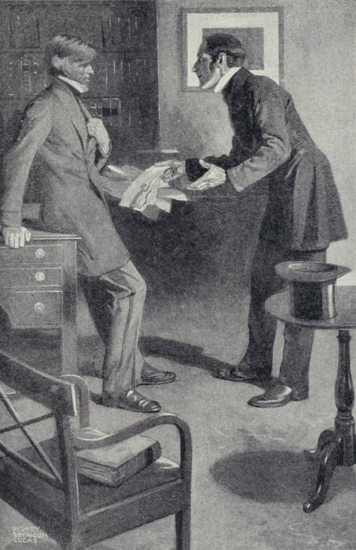 John Stuart Mill bringt seinem Freund Thomas Carlyle die schreckliche Nachricht, dass ein unachtsames Mädchen sein Manuskript verbrannt hat (Lithografie) von Sydney C Lucas
