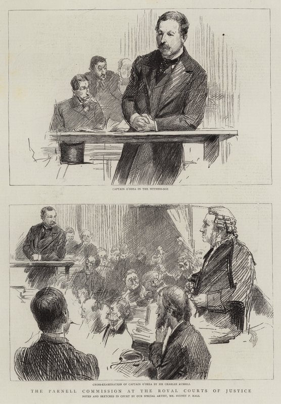 Die Parnell-Kommission an den Royal Courts of Justice (Gravur) von Sydney Prior (after) Hall