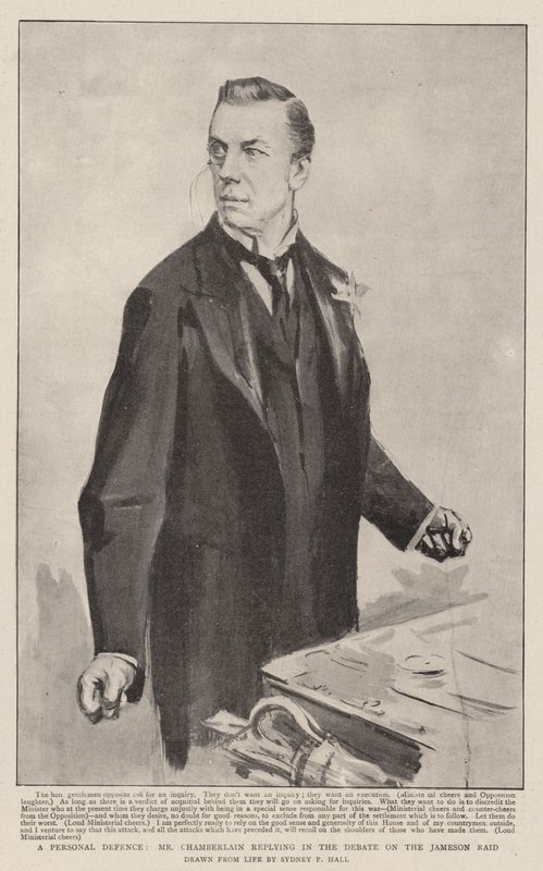 Eine persönliche Verteidigung, Herr Chamberlain antwortet in der Debatte über den Jameson-Überfall von Sydney Prior Hall
