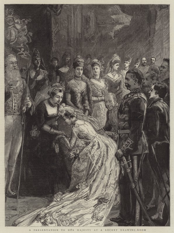 Eine Vorstellung bei Ihrer Majestät bei einem kürzlichen Empfang von Sydney Prior Hall