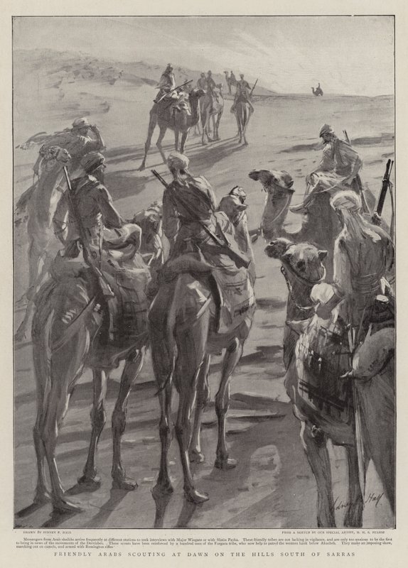 Freundliche Araber erkunden bei Morgengrauen die Hügel südlich von Sarras von Sydney Prior Hall