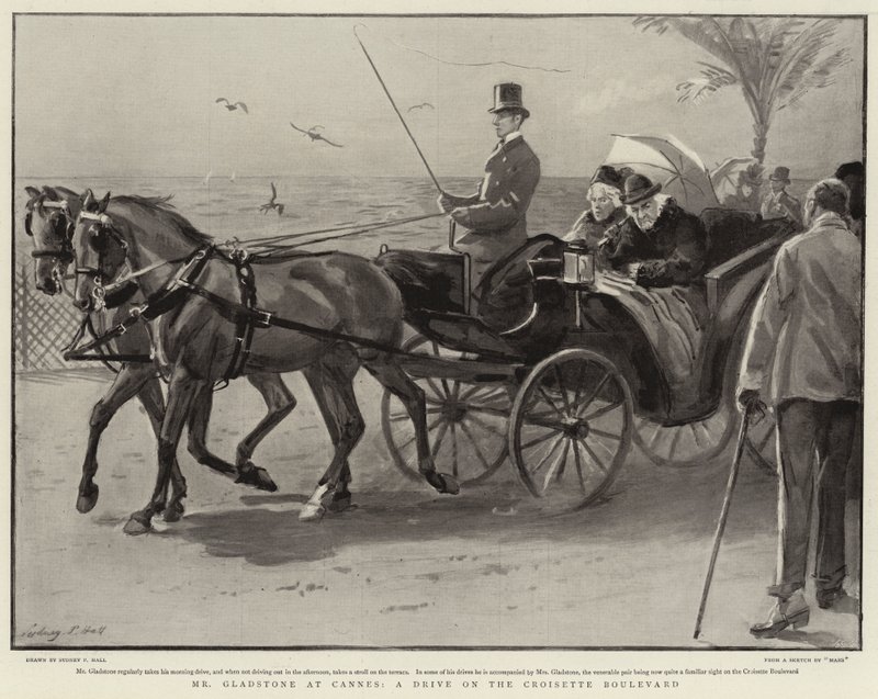 Herr Gladstone in Cannes, eine Fahrt auf dem Croisette Boulevard von Sydney Prior Hall