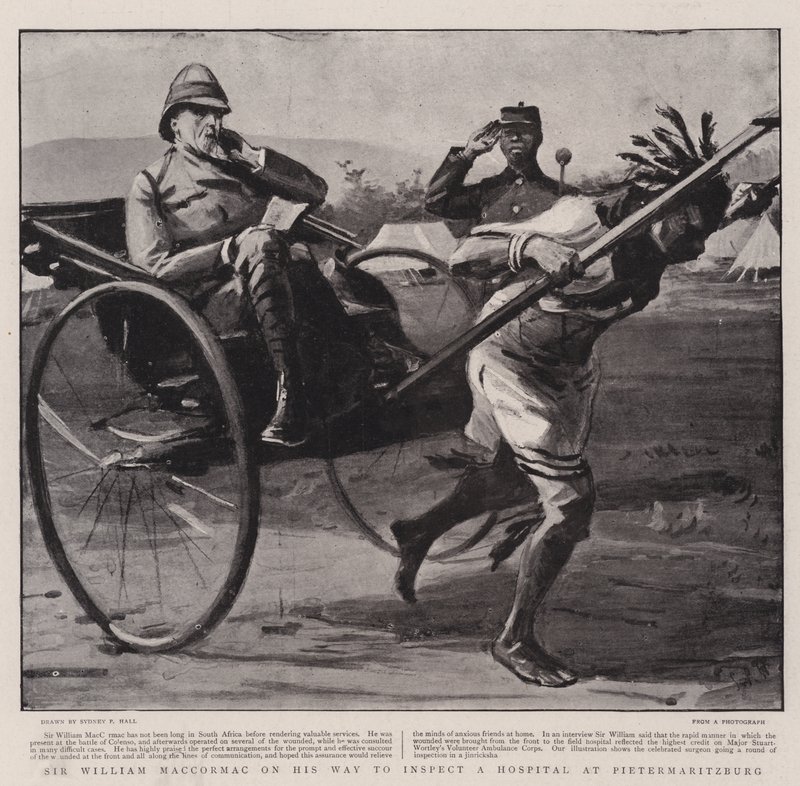 Sir William Maccormac auf dem Weg zur Inspektion eines Krankenhauses in Pietermaritzburg von Sydney Prior Hall