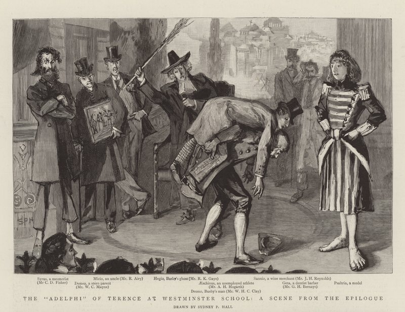 Die Adelphi von Terence an der Westminster School, eine Szene aus dem Epilog von Sydney Prior Hall
