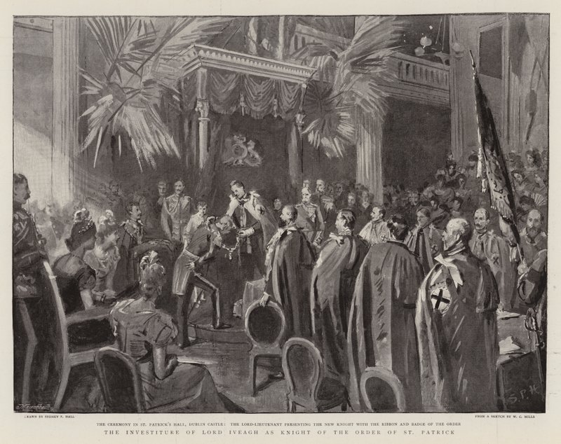 Die Investitur von Lord Iveagh als Ritter des Ordens von St. Patrick von Sydney Prior Hall