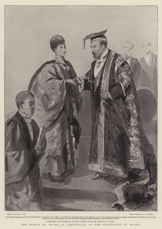 Der Prinz von Wales als Kanzler an der Universität von Wales von Sydney Prior Hall
