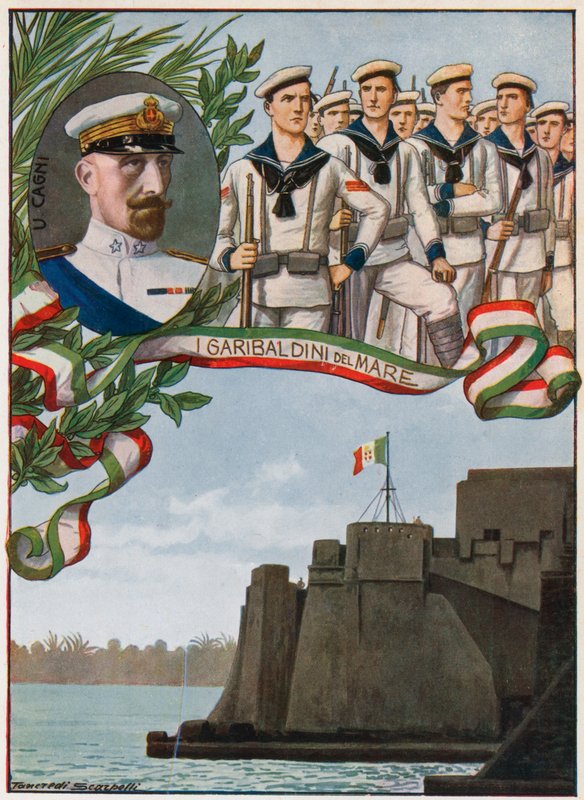 Die Burg von Tripolis, auf der die italienischen Marinesoldaten die Trikolore hissten von Tancredi Scarpelli
