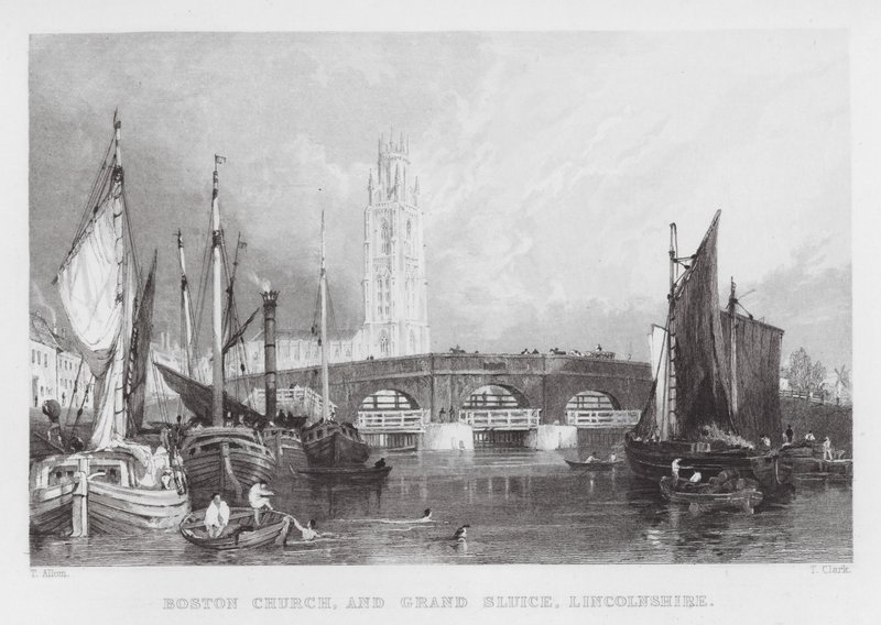 Boston Church und Grand Sluice, Lincolnshire von Thomas (after) Allom