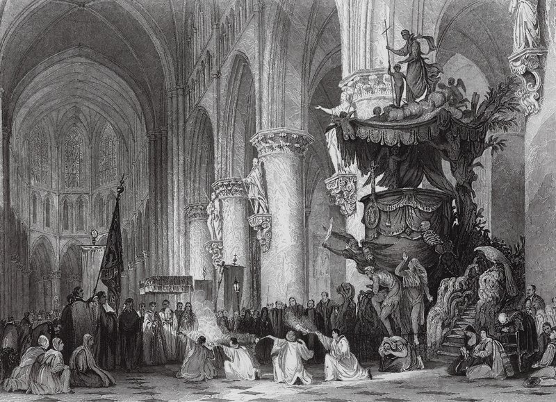 Kathedrale von St. Gudule, mit berühmter geschnitzter Kanzel, Brüssel von Thomas (after) Allom