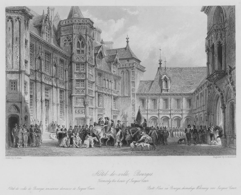 Hotel-de-ville, Bourges, ehemals das Haus von Jacques Coeur (Stich) von Thomas (after) Allom