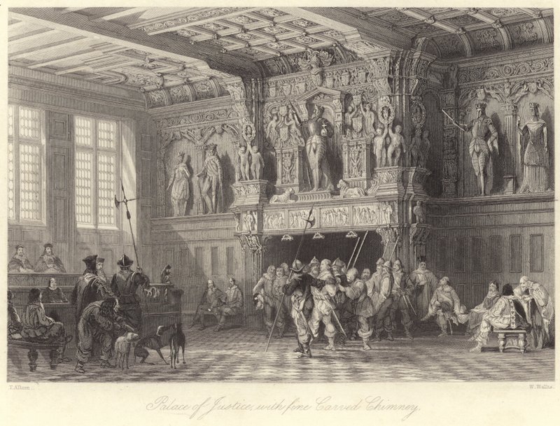 Justizpalast mit fein geschnitztem Kamin, Brügge von Thomas (after) Allom