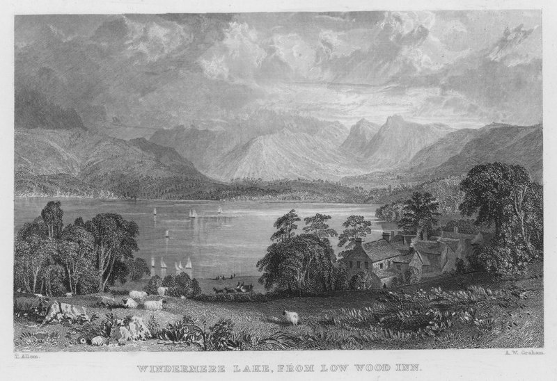 Windermere-See, vom Low Wood Inn (Stich) von Thomas (after) Allom
