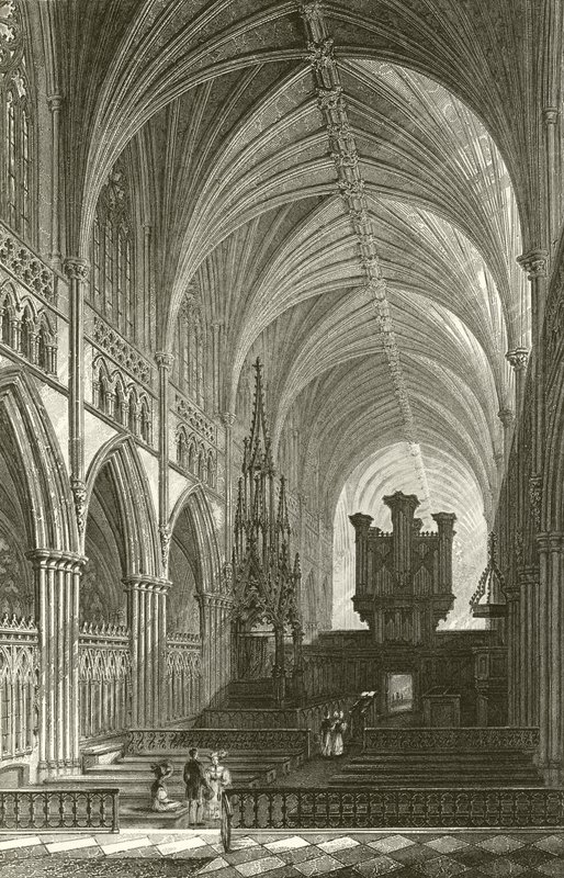 Innenraum der Kathedrale von Exeter von Thomas Allom