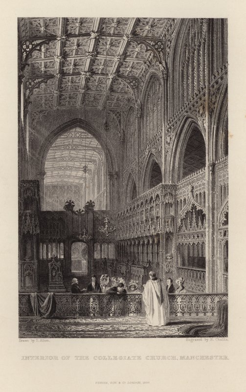 Innenraum der Kollegiatkirche in Manchester von Thomas Allom