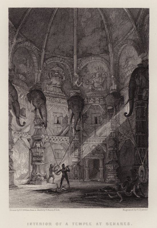 Innenraum eines Tempels in Benares von Thomas Colman (after) Dibdin