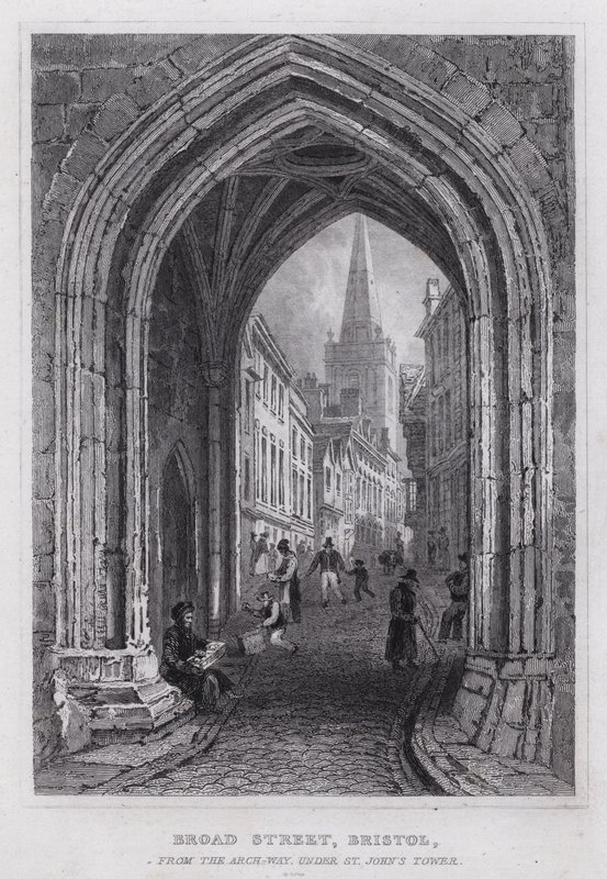 Broad Street, Bristol, vom Torbogen unter dem St John