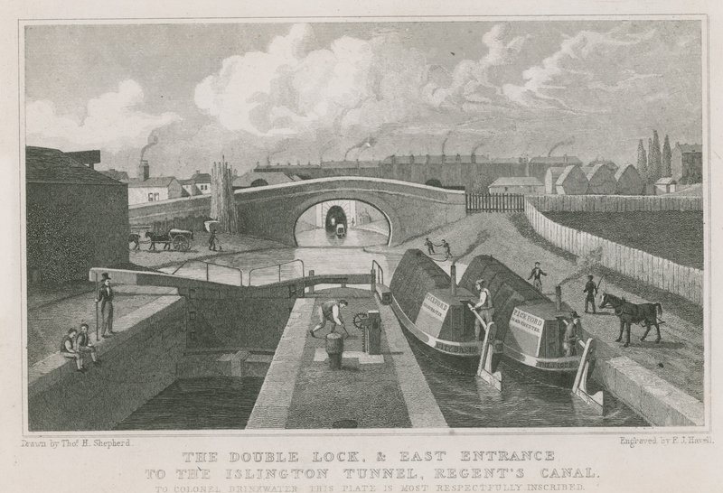 Die Doppelschleuse und der Osteingang zum Islington-Tunnel von Thomas Hosmer Shepherd