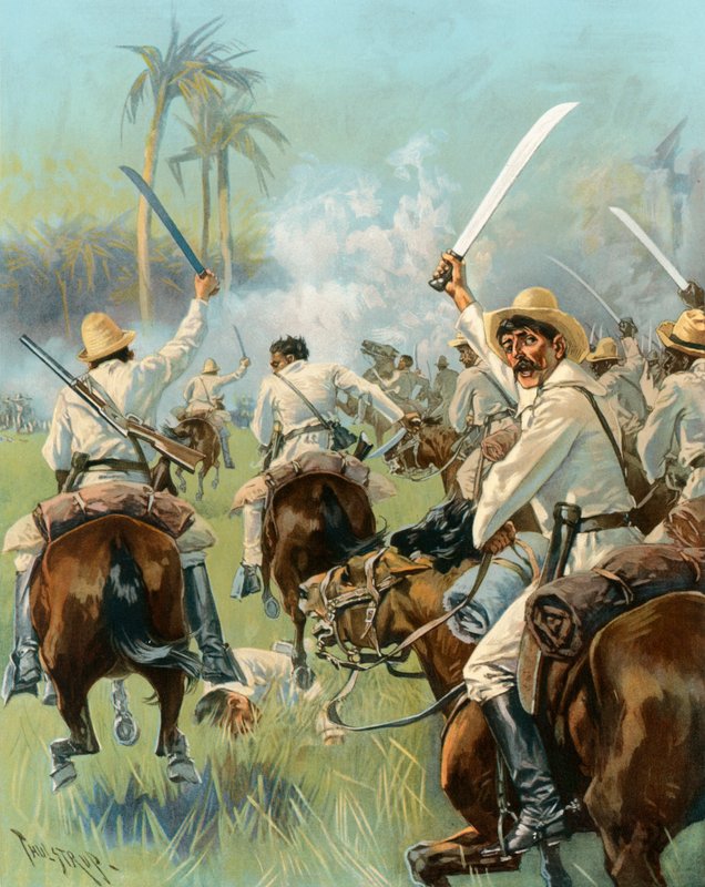 Ein Angriff der kubanischen Kavallerie mit Macheten von Thure de Thulstrup