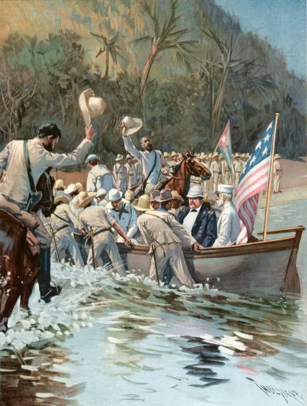 General Shafter und Admiral Sampson landen am Strand von Aserradero, 20. Juni, um sich mit General Garcia zu beraten von Thure de Thulstrup