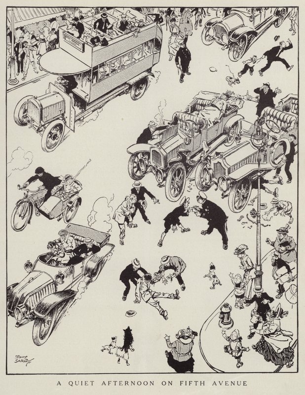 Ruhiger Nachmittag auf der Fifth Avenue, New York (Lithografie) von Tony Sarg