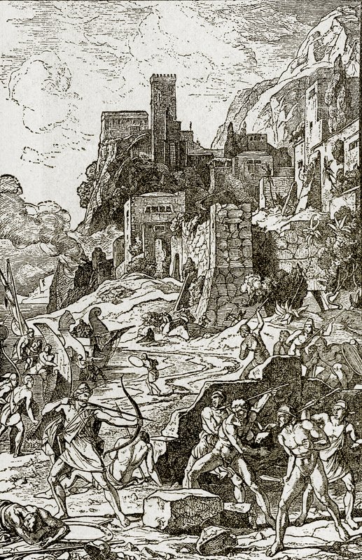 Wikinger greifen die Kelten an, Illustration aus Die Geschichte des Menschen von J.W. Buel von Unknown